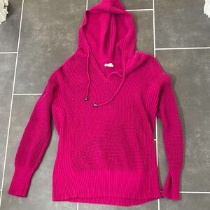Sonoma Women's Fuchsia V-Neck Hooded Sweater